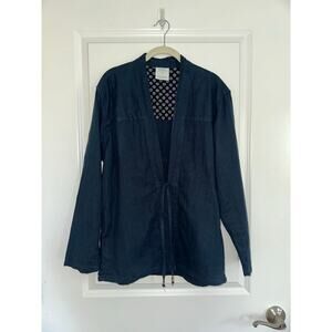 Akashi Kama Noragi Jacket Organic Indigo 100% Organic Japanese Cotton Size Large